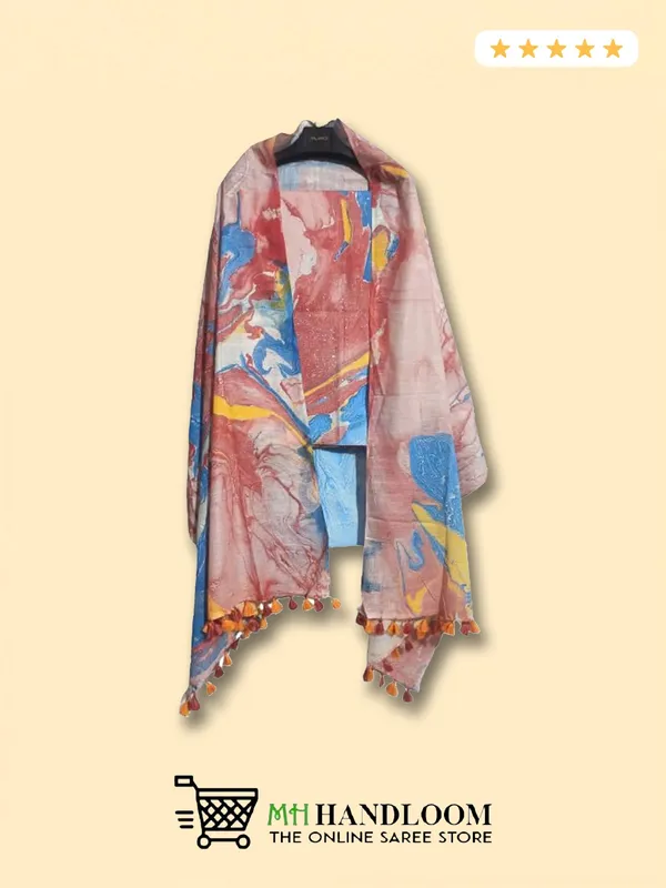 Peach_Handloom_Cotton_Silk_Marble_Print_Unstitched_Suit_Set_For_Women_With_Dupatta_Salwar_Suit_Dress_Material_For_Women_&_Girls