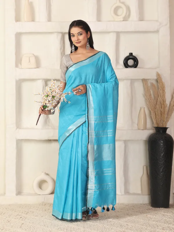 Firoza_Women's_Linen_Slub_Saree_with_Blouse_Piece_for_Every_Occasion