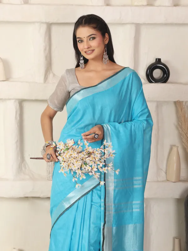 Firoza_Women's_Linen_Slub_Saree_with_Blouse_Piece_for_Every_Occasion