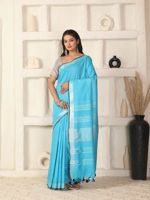 Firoza_Women's_Linen_Slub_Saree_with_Blouse_Piece_for_Every_Occasion
