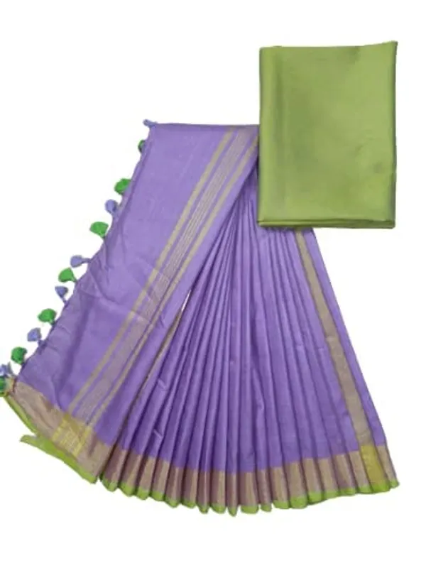 Purple_Women's_Linen_Slub_Saree_with_Blouse_Piece_for_Every_Occasion