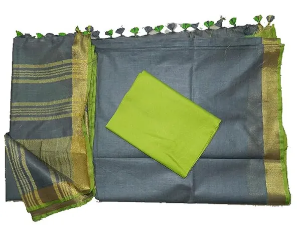 Grey_Women's_Linen_Slub_Saree_with_Blouse_Piece_for_Every_Occasion