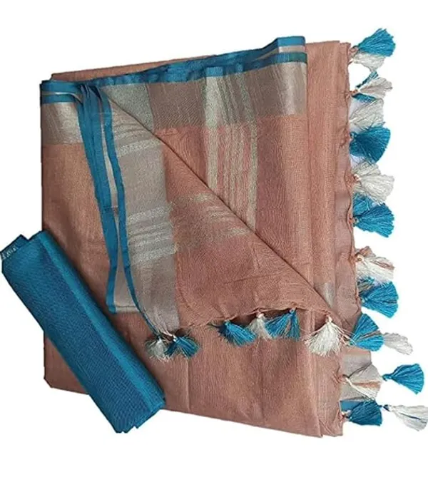 Biscuit_Women's_Linen_Slub_Saree_with_Blouse_Piece_for_Every_Occasion