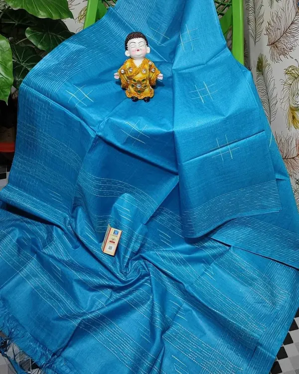 Sky_Blue_Exquisite_Semi_Silk_Sarees_with_Blouse
