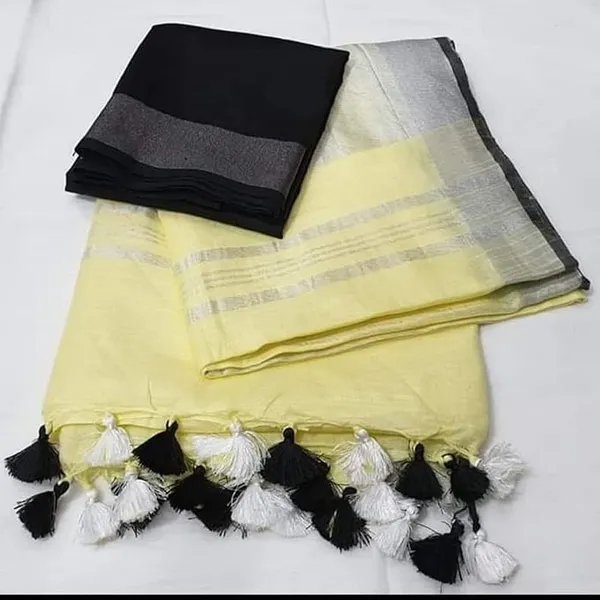 Cream_Women's_Linen_Slub_Saree_with_Blouse_Piece_for_Every_Occasion