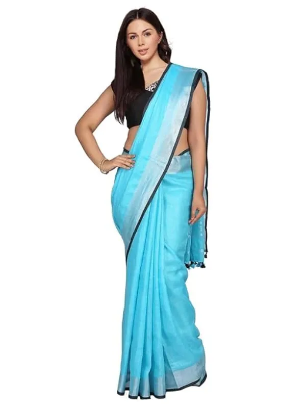 Firoza_Women's_Linen_Slub_Saree_with_Blouse_Piece_for_Every_Occasion