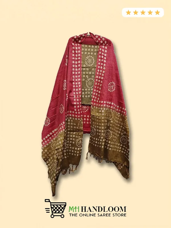 Brown_Cotton_Silk_Batik_Print_Unstitched_Salwar_Suit_Dress_Material_with_Duputta_For_Womens_And_Girls