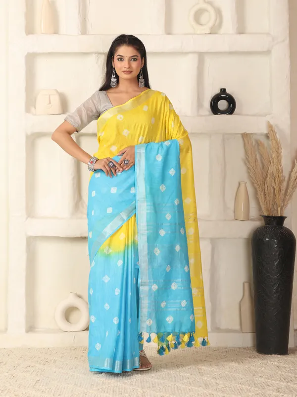 MH_HANDLOOM_LINEN_SLUB_SIBORI_DESIGN_SAREE_WITH_BLOUSE