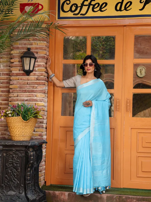 MH_HANDLOOM_WOMEN'S_LINEN_SAREE_WITH_BLOUSE_PIECE