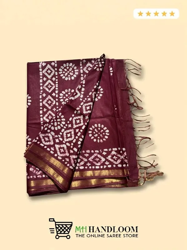 MH_HANDLOOM_Semi_Silk_Batik_Print_Saree_With_Blouse