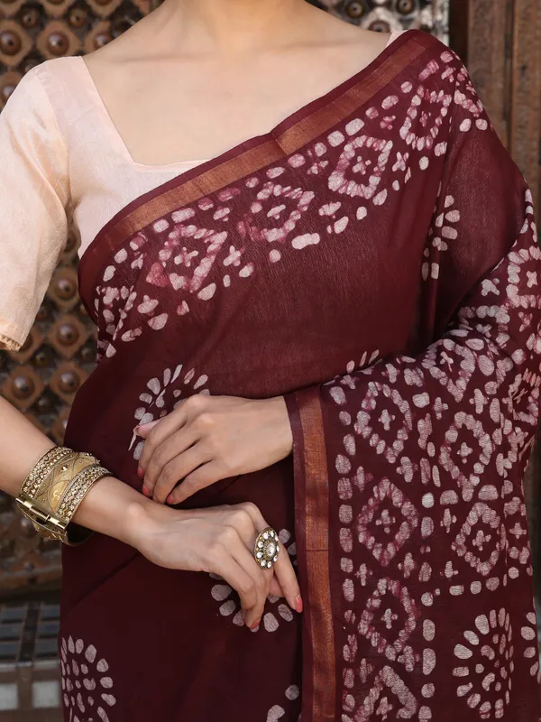MH_HANDLOOM_Semi_Silk_Batik_Print_Saree_With_Blouse