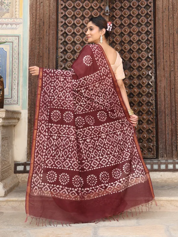 MH_HANDLOOM_Semi_Silk_Batik_Print_Saree_With_Blouse