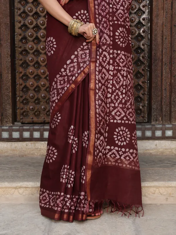 MH_HANDLOOM_Semi_Silk_Batik_Print_Saree_With_Blouse