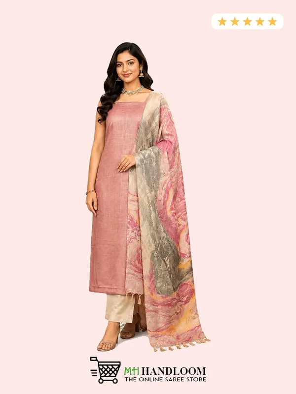 MH_HANDLOOM_Cotton_Silk_Unstitched_Suit_Set_for_Women_with_Marble_Print_Dupatta_|_Salwar_Suit_Dress_Material_for_Women_&_Girls