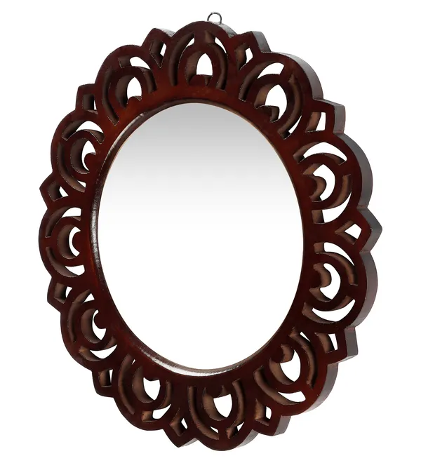 Decorative_&_Hand_Crafted_Wooden_Wall_Mirror_in_Walnut_Finish_(40_x_40_cm,_Round)