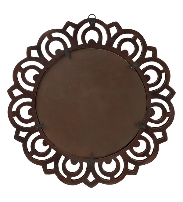 Decorative_&_Hand_Crafted_Wooden_Wall_Mirror_in_Walnut_Finish_(40_x_40_cm,_Round)