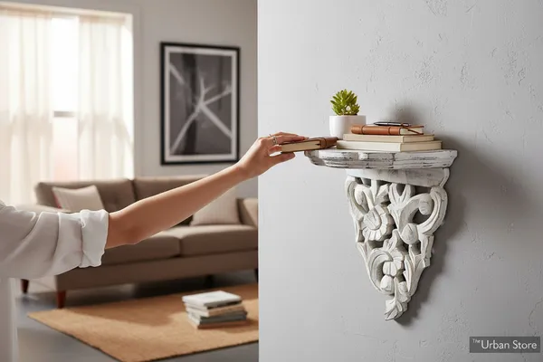 Antique_&_Shabby_White_Finish_Decorative_Wooden_Wall_Shelf_/_Corbel_for_Home_&_Office_Decor_(33_cm_x_25_cm_x_12_cm)