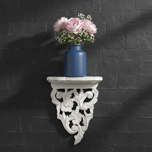 Antique_&_Shabby_White_Finish_Decorative_Wooden_Wall_Shelf_/_Corbel_for_Home_&_Office_Decor_(33_cm_x_25_cm_x_12_cm)