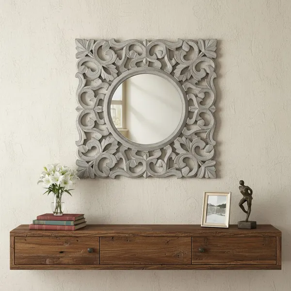 Decorative_&_Hand_Crafted_Wooden_Round_Distressed_Grey_Finished_Vanity_Wall_Mirror_for_Living_Room,_Bathroom,_Bedroom_(20x20_Inches)