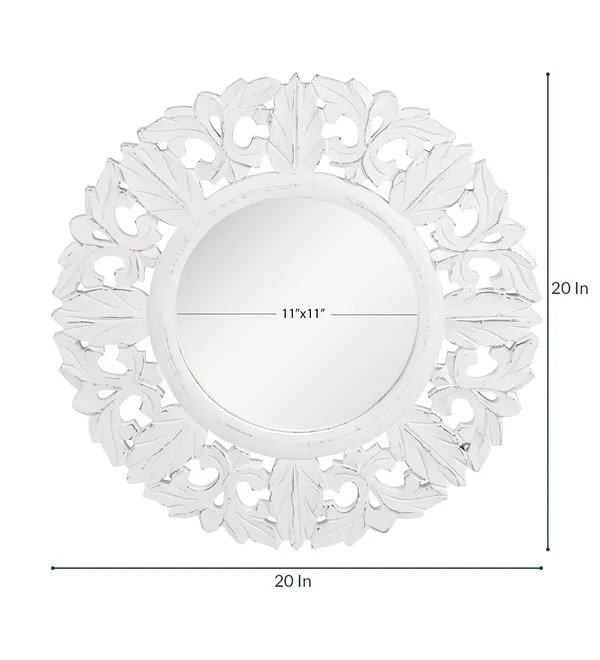 Wood_Hand_Crafted_Round_Shape_Distressed_White_Finished_Vanity_Wall_Mirror_for_Living_Room,_20"X_20"_(Multicolor)