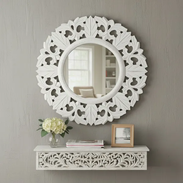 Wood_Hand_Crafted_Round_Shape_Distressed_White_Finished_Vanity_Wall_Mirror_for_Living_Room,_20"X_20"_(Multicolor)