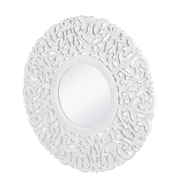Decorative_&_Hand_Crafted_Wooden_Round_Distressed_White_Finished_Vanity_Wall_Mirror_for_Living_Room,_Bathroom,_Bedroom_(27x27_Inches)