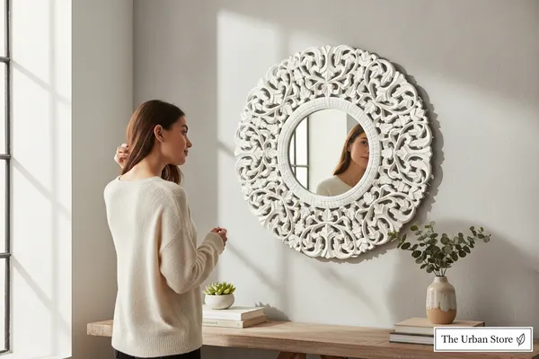 Decorative_&_Hand_Crafted_Wooden_Round_Distressed_White_Finished_Vanity_Wall_Mirror_for_Living_Room,_Bathroom,_Bedroom_(27x27_Inches)
