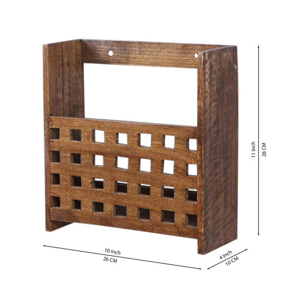 THE_URBAN_STORE_Decorative_&_Handcarved_Wooden_Wall_Mount_Magazine_Holder/Card_Holder/Paper_Holder_for_Home_&_Office_in_Clear_Walnut_Finish_(10_x_4_x_11_Inch)