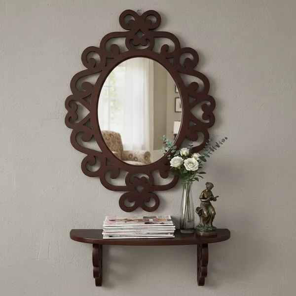 Decorative_&_Hand_Crafted_Wooden_Wall_Mirror_in_Walnut_Finish_(45_x_35_cm)_MR78