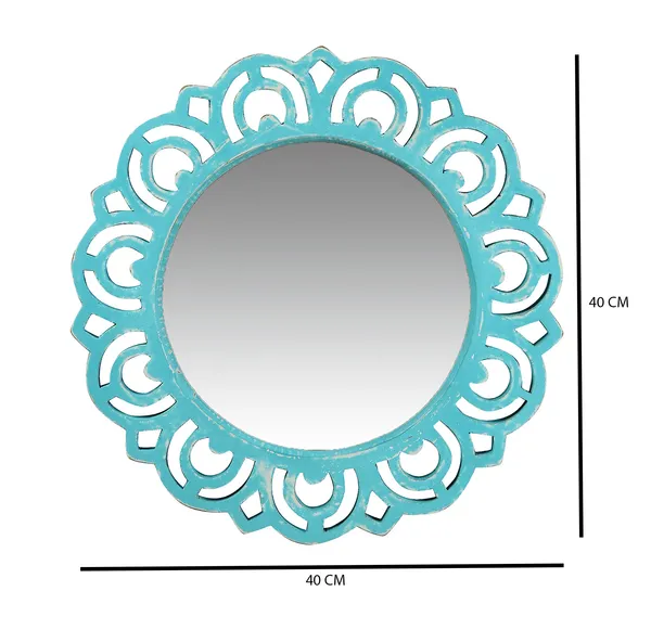 Decorative_&_Hand_Crafted_Wooden_Wall_Mirror_In_Distressed_Blue_Finish_(40_X_40_Cm),__Round