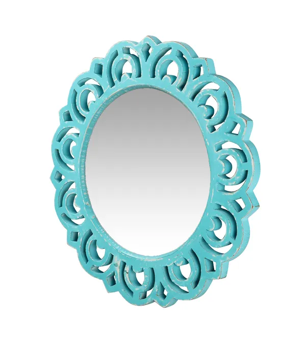 Decorative_&_Hand_Crafted_Wooden_Wall_Mirror_In_Distressed_Blue_Finish_(40_X_40_Cm),__Round