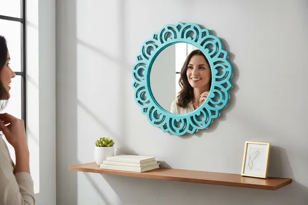 Decorative_&_Hand_Crafted_Wooden_Wall_Mirror_In_Distressed_Blue_Finish_(40_X_40_Cm),__Round