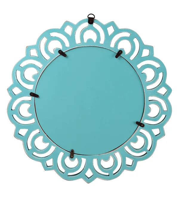 Decorative_&_Hand_Crafted_Wooden_Wall_Mirror_In_Distressed_Blue_Finish_(40_X_40_Cm),__Round