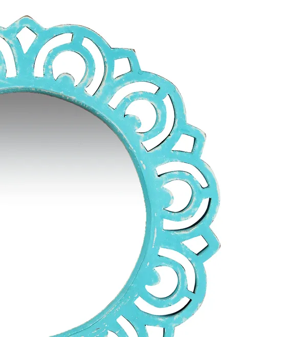 Decorative_&_Hand_Crafted_Wooden_Wall_Mirror_In_Distressed_Blue_Finish_(40_X_40_Cm),__Round