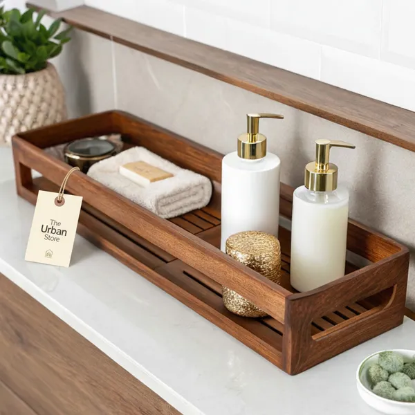 THE_URBAN_STORE_TUSBR02_Handcrafted_Wooden_Decorative_Bathroom/Kitchen_Rack/Shelf-_Rustic_&_Elegant_Centerpiece_for_Bathroom_&_Kitchen_(48_x_13_x_9_cm)