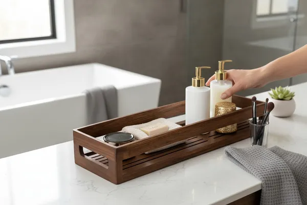 THE_URBAN_STORE_TUSBR02_Handcrafted_Wooden_Decorative_Bathroom/Kitchen_Rack/Shelf-_Rustic_&_Elegant_Centerpiece_for_Bathroom_&_Kitchen_(48_x_13_x_9_cm)