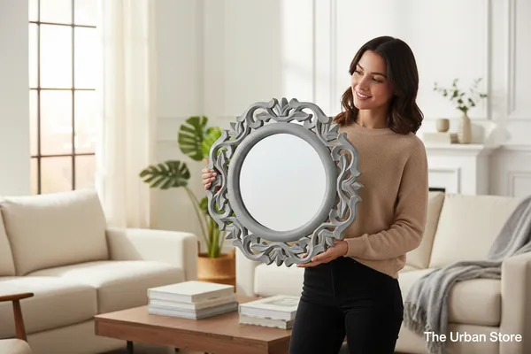 Decorative_&_Hand_Crafted_Wooden_Wall_Mirror_for_Home_&_Office,_Grey_14"x14"