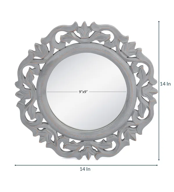 Decorative_&_Hand_Crafted_Wooden_Wall_Mirror_for_Home_&_Office,_Grey_14"x14"