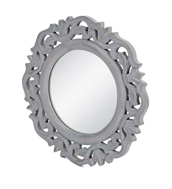 Decorative_&_Hand_Crafted_Wooden_Wall_Mirror_for_Home_&_Office,_Grey_14"x14"
