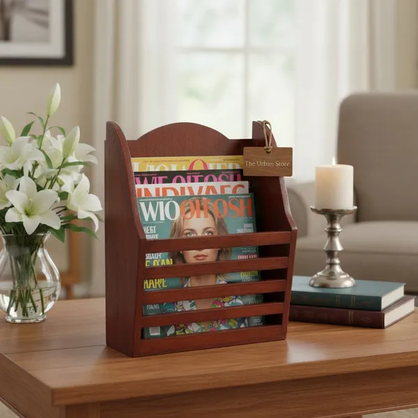 THE_URBAN_STORE_Handcrafted_Wooden_Magazine_Holder_&_Stand_|_Tabletop_&_Wall-Mounted_Magazine_Rack_with_Decorative_Cutwork_Design_|_Newspaper,_Book_&_Magazine_Organizer_for_Home_&_Office