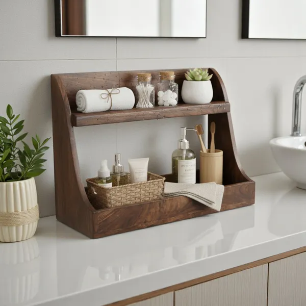 THE_URBAN_STORE_TUSBR03_Handcrafted_Wooden_Decorative_Bathroom/Kitchen_Rack/Shelf-_Rustic_&_Elegant_Centerpiece_for_Bathroom_&_Kitchen_(38_x_27_x_15_cm)