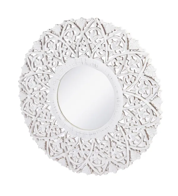 Wood_Hand_Crafted_Round_Distressed_White_Finished_Vanity_Wall_Mirror_for_Living_Room,_27X27_Inches