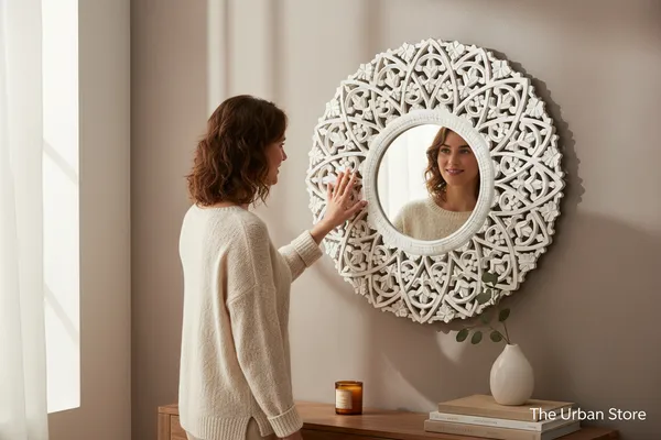 Wood_Hand_Crafted_Round_Distressed_White_Finished_Vanity_Wall_Mirror_for_Living_Room,_27X27_Inches