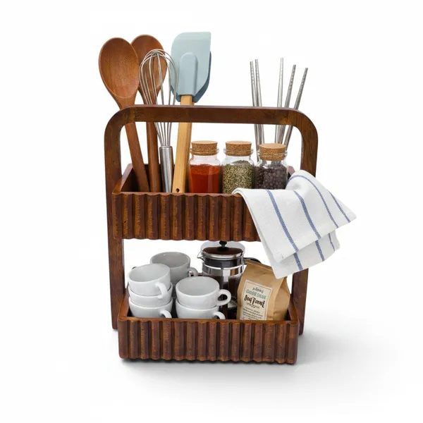 THE_URBAN_STORE_Handcrafted_Wooden_Utility_Caddy_&_Organizer_|_Decorative_Multipurpose_Storage_Basket_with_Compartments_|_Kitchen,_Dining,_Tea_&_Coffee_Organizer_for_Home_&_Office