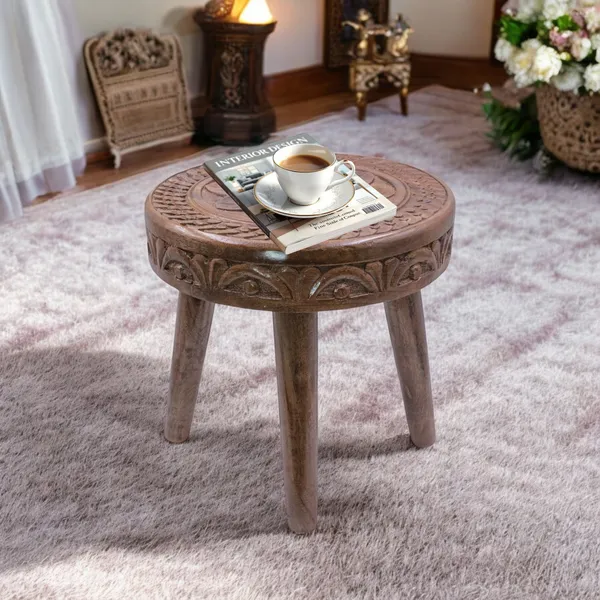 THE_URBAN_STORE_TUSTB41_Small_Sofa_Side_Table/Accent_Table/Pot/Statue/Night_Lamp_Table_for_Living_Room,_Bedroom,_Children_Room_(36_x_36_x36_CM)_Brown