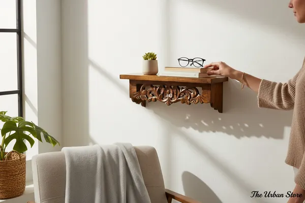 The_Urban_Store_Handcrafted_Wooden_Wall_Floating_Shelf_with_Intricate_Floral_Carving_|_Decorative_Hanging_Display_Shelf_for_Home_Décor,_Living_Room,_Bedroom_&_Entryway