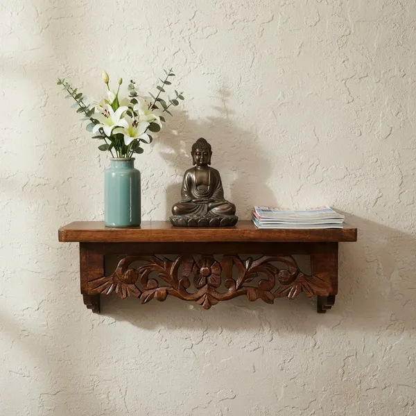 The_Urban_Store_Handcrafted_Wooden_Wall_Floating_Shelf_with_Intricate_Floral_Carving_|_Decorative_Hanging_Display_Shelf_for_Home_Décor,_Living_Room,_Bedroom_&_Entryway