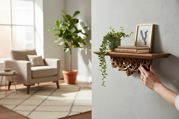 The_Urban_Store_Handcrafted_Wooden_Wall_Floating_Shelf_with_Intricate_Floral_Carving_|_Decorative_Hanging_Display_Shelf_for_Home_Décor,_Living_Room,_Bedroom_&_Entryway