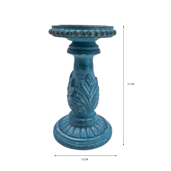 The_Urban_Store_TUSCH14_Decorative_&_Handcarved_Wooden_Table_Top_Candle_Holder/Table_Décor/Home_Décor/Gift/in_Distressed_Blue_Finish_for_Home_&_Office_(21x12x12_CM)