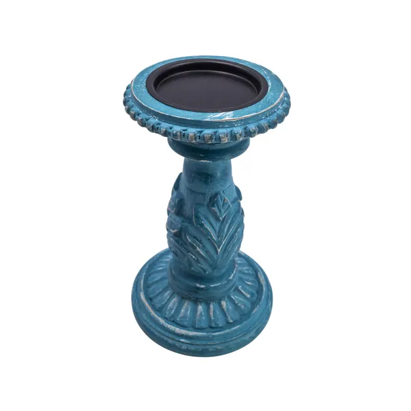 The_Urban_Store_TUSCH14_Decorative_&_Handcarved_Wooden_Table_Top_Candle_Holder/Table_Décor/Home_Décor/Gift/in_Distressed_Blue_Finish_for_Home_&_Office_(21x12x12_CM)